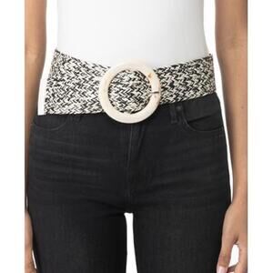 INC‎ Black and White Woven Belt Size M
